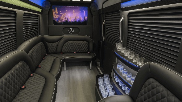 Interior of Killeen Party Bus Company's 14 Passenger Sprinter Limousine in Killeen