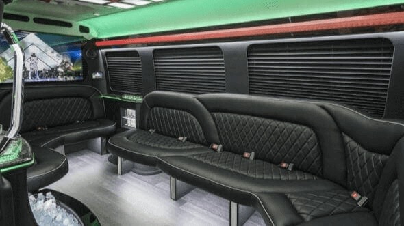 Interior of Charter Bus Company Pflugerville's 14 Passenger Sprinter Limousine in Pflugerville