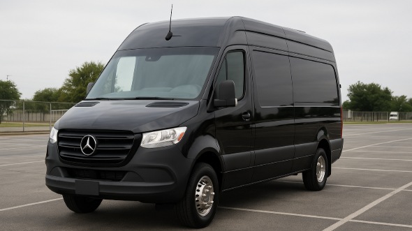 Exterior of Charter Bus Company Leander's 14 Passenger Sprinter Limousine in Leander