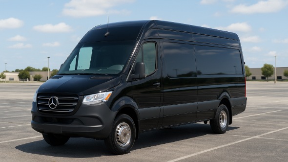 Exterior of Charter Bus Company Pflugerville's 14 Passenger Sprinter Limousine in Pflugerville