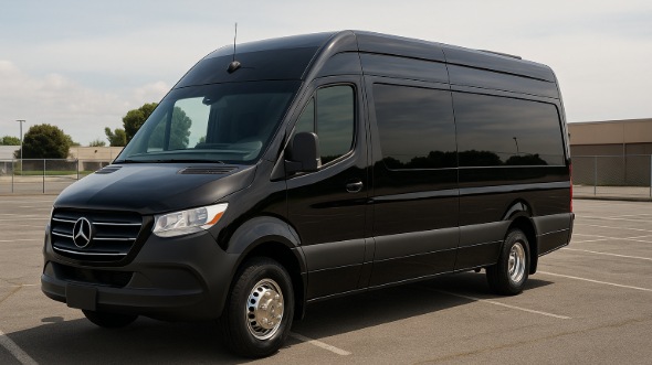Exterior of Charter Bus Company San Marcos's 14 Passenger Sprinter Limousine in San Marcos