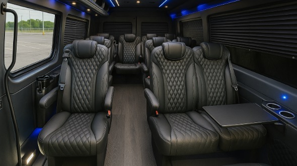Interior of Charter Bus Company Killeen's 18 Passenger Minibus in Killeen