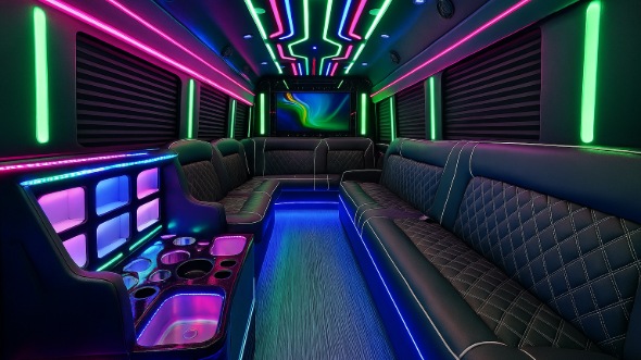 Interior of Charter Bus Company Pflugerville's 40 Passenger Party Bus in Pflugerville
