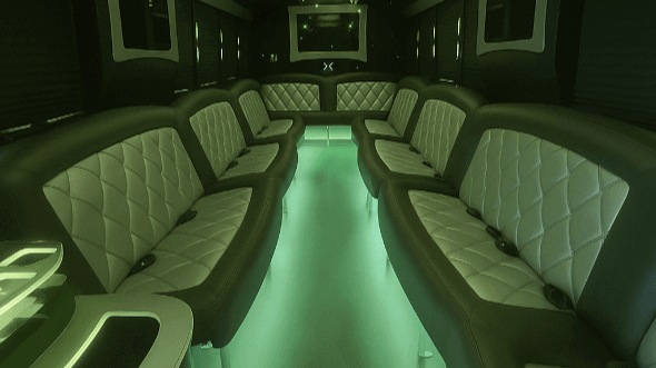 Interior of Charter Bus Company San Marcos's 40 Passenger Party Bus in San Marcos