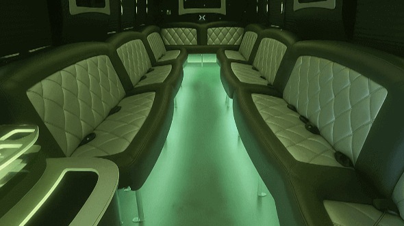 Interior of Charter Bus Company Temple's 40 Passenger Party Bus in Temple