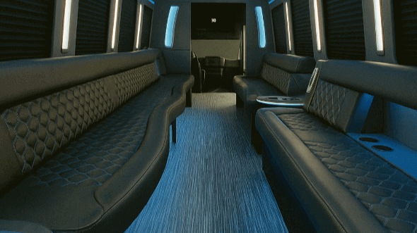 Interior of Charter Bus Company Waco's 50 Passenger Party Bus in Waco
